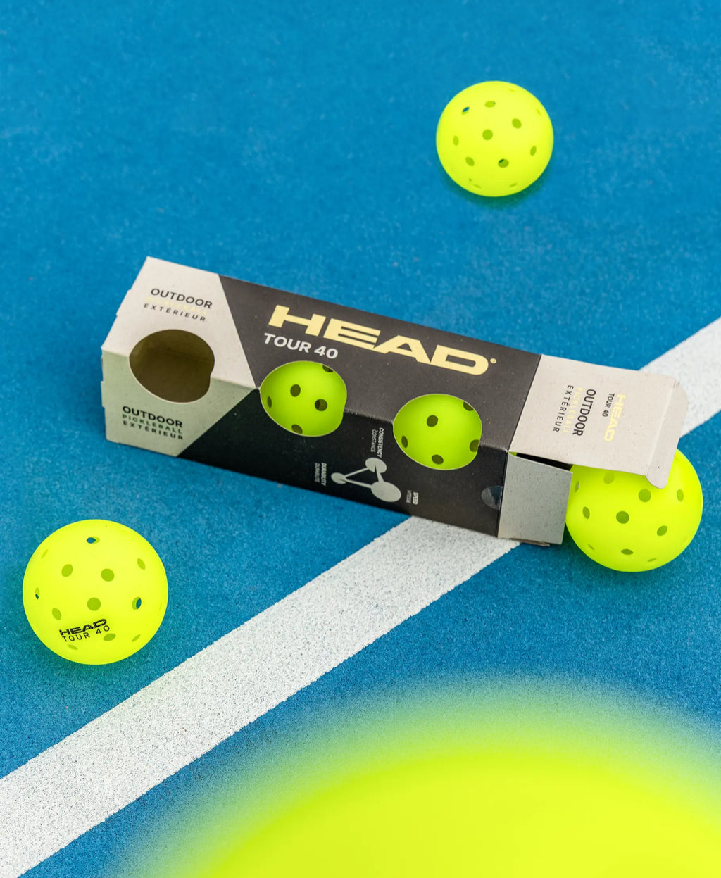 HEAD TOUR 40 Outdoor 3pcs
Pelotas Pickleball