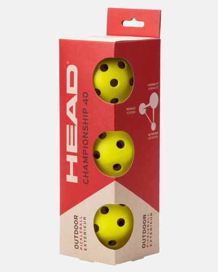 HEAD CHAMPIONSHIP 40
Outdoor 3pcs Pelotas Pickleball