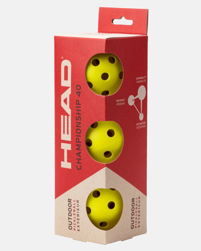HEAD CHAMPIONSHIP 40
Outdoor 3pcs Pelotas Pickleball