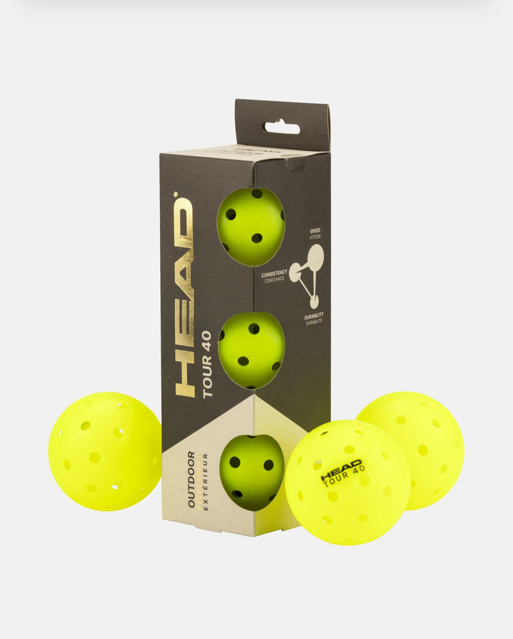HEAD TOUR 40 Outdoor 3pcs
Pelotas Pickleball