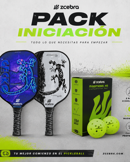 Pack de iniciacion ZCEBRA pickleball - 2 palas y pelotas