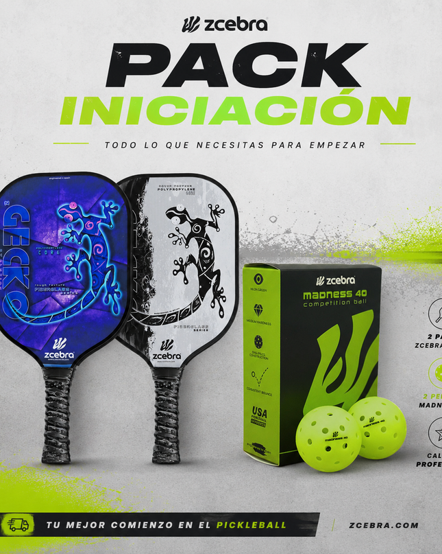 Pack de iniciacion ZCEBRA pickleball - 2 palas y pelotas
