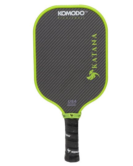 Pala de pickleball Komodo Katana 16mm amarillo verde fosforito - vista lateral