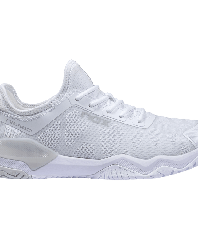 Zapatillas de pickleball NOX LUX NERBO en blanco y lunar rock - vista lateral